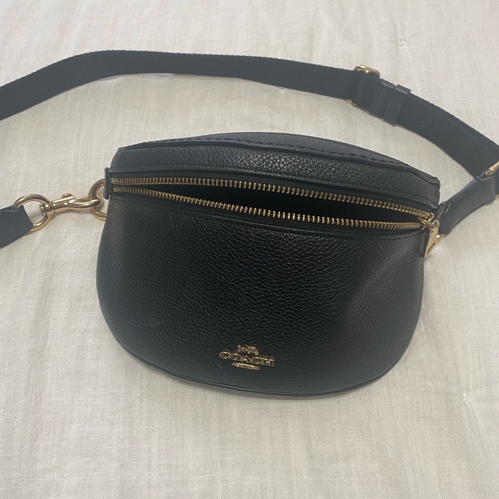 Coach black leather belt bag!